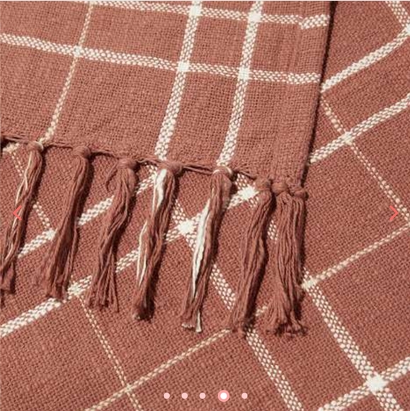 💖💖 NWT Little Korboose Warm Throw Blanket Plaid Rust & Cream 100% Cotton - Picture 4 of 6